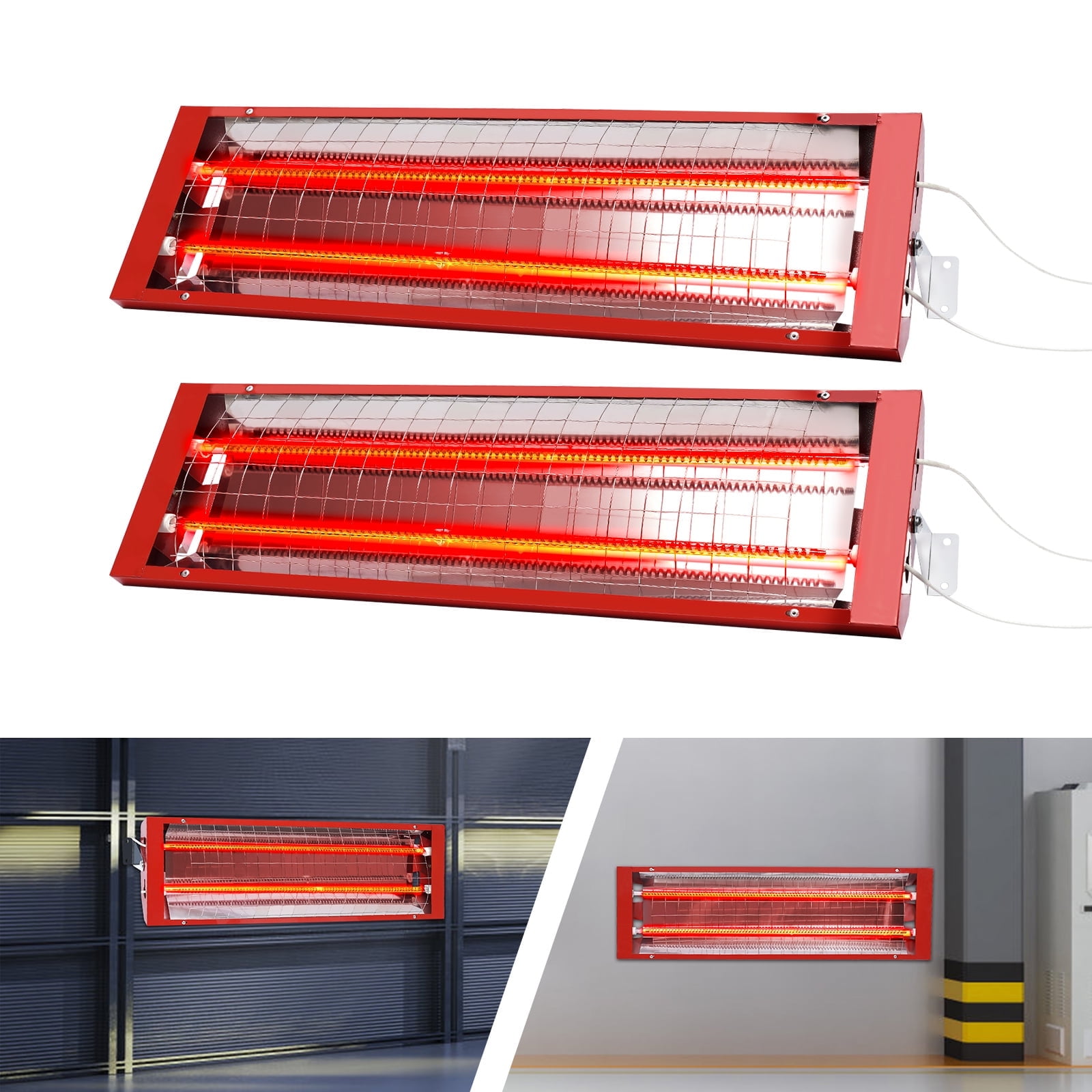 2Pcs Infrared Paint Curing Baking Lamp, Heat Lamp Paint Booth Heater Light 2000W 110V