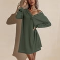 thumbnail image 4 of Vestido de jersey de manga larga, vestido midi holgado con cuello abotonado y manga larga para mujer, vestido corto de alta intensidad, 4 of 6