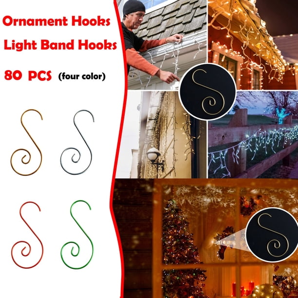 Ganchos para Adornos Metálicos 80 PCS | Ganchos para Decoración de Árbol de Navidad | 2"x1" Metal Resistente para Colgar Adornos, Decoración de Fiestas, Arreglos Florales | Clips Duraderos y