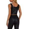 thumbnail image 3 of INSPIRE CHIC Women's Metallic Sequin Crop Top Sparkle Glitter Sleeveless Party Club Tank Top S Black, 3 of 6