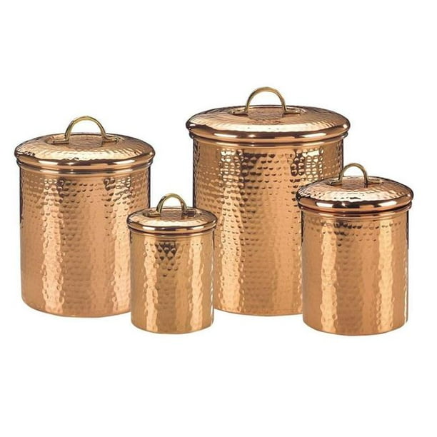 Copper Kitchen Canisters - Vintage Canister Set -Coffee, Tea, Flour Jars -  Diner Style Kitchen Jar Storage Containers