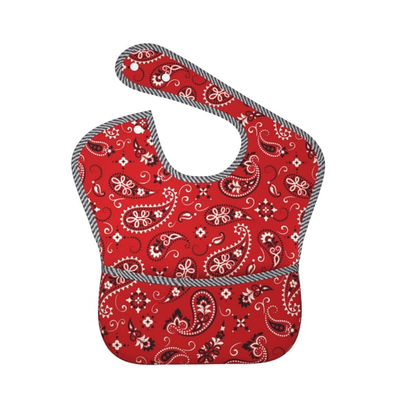 Kdxio Red Paisley Floral Bibs For Babies, Baby Bibs for Eating, Toddler Bibs, Waterproof Bibs, Feeding Bibs, for Toddlers, Boys, Girls