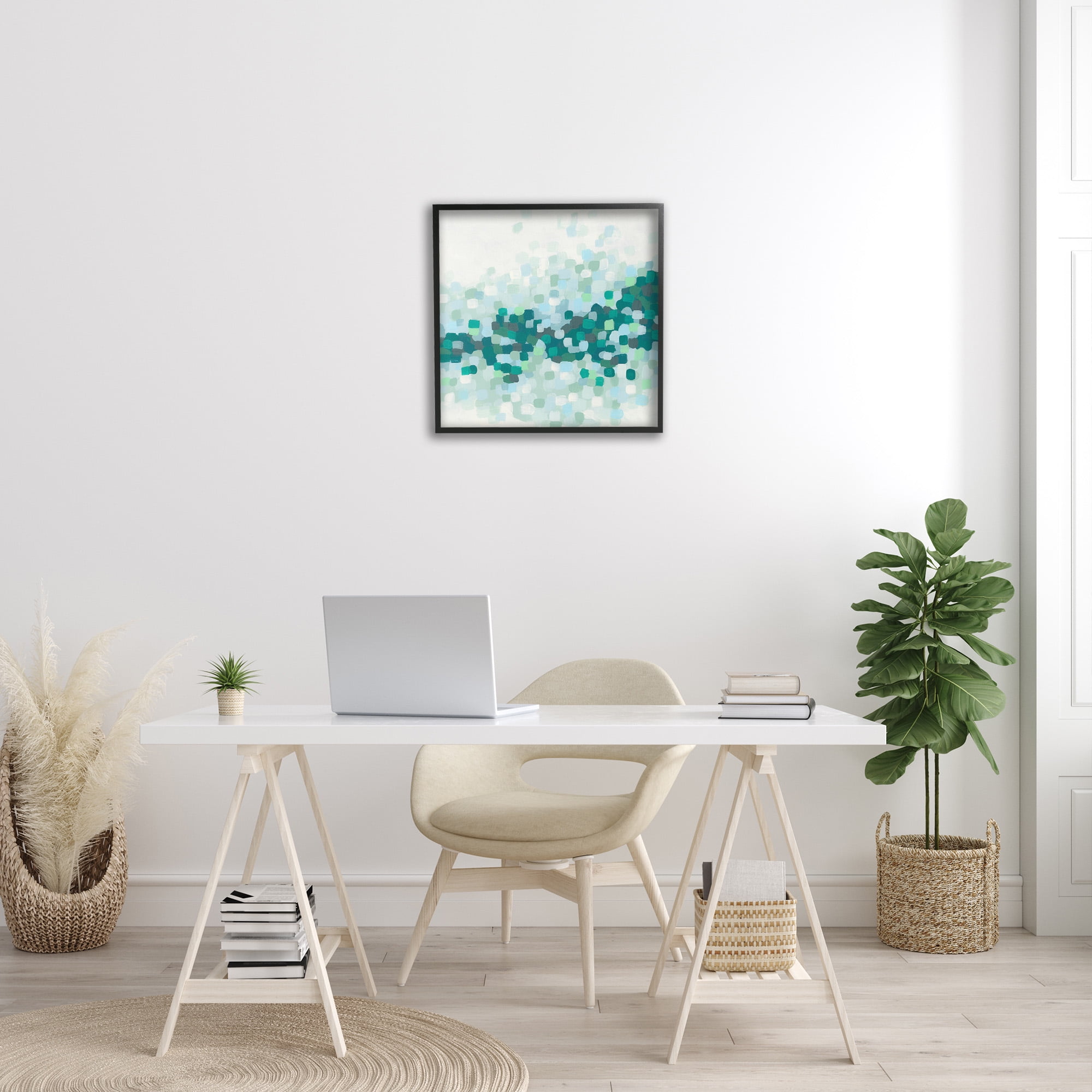 Stupell Industries Modern Dotted Terrain Abstract Painting Black Framed Art Print Wall Art, 24 x 24