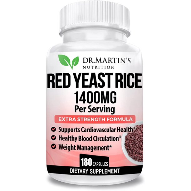 1400mg Red Yeast Rice 180ct Supports Heart Health & Blood Circulation