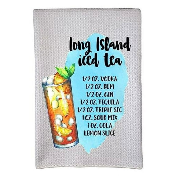 Long Island Iced Tea Recipe Alcohol Drinks 16"x24" Sublimation White Waffle Towel Trifolded 100% Polyester Highly Absorbent Kitchen Dish Towel Humorous Sarcastic Gift wwt-004