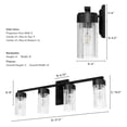 thumbnail image 5 of Hunter - Gatz 4-light Matte Black, Medium Size Vanity Light, Dimmable, Modern Style, for Bedrooms, Dining, Living Rooms - 45223, 5 of 6