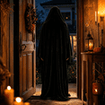 thumbnail image 5 of Black Adult Ghost Costume, Classic Ghost Sheet Costume with Eye Holes, Loose Lightweight Full Body Ghost Costume for Halloween Party Group Cosplay, 5 of 9