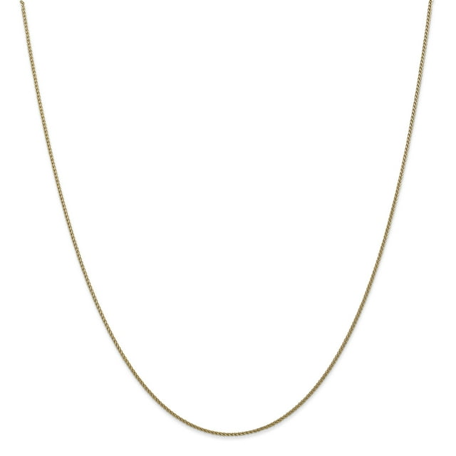 14K Yellow Gold 1mm Solid Diamond Cut Spiga Chain 16 Inch