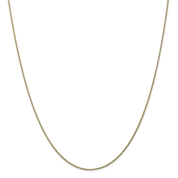 14K Yellow Gold 1mm Solid Diamond Cut Spiga Chain 18 Inch