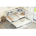 thumbnail image 7 of Twin Size Daybed with 10 Storage Shelves, Wooden Bed with Twin Size Trundle, Shelves and Sockets, No Box Spring Needed, White, 7 of 7