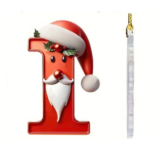 Ruifaya Adornos de letras navideñas, colgante de árbol de Navidad de 26 letras, adornos de Navidad rojos de la A a la Z, letras decorativas colgantes del alfabeto navideño para árbol de Navidad, ado