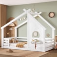thumbnail image 3 of Jopath Twin Size House Floor Bed with Window and a Small Shelf, Solid Wood Floor Bed with House-shaped Roof for Boys Girls White, 3 of 9