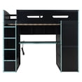 thumbnail image 4 of HMSHA Lit Mezzanine en Bois Pleine Grandeur avec Bureau, Garde-Robe, Grand Espace de Rangement et Lumière RVB, Bleu Nuage, 4 of 12