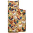 thumbnail image 2 of Rooster and Chick Brown Pattern Teens Toddler Nap Mat with Pillow, Sleeping Mat Bag for Preschool Daycare 59"x22", 2 of 6