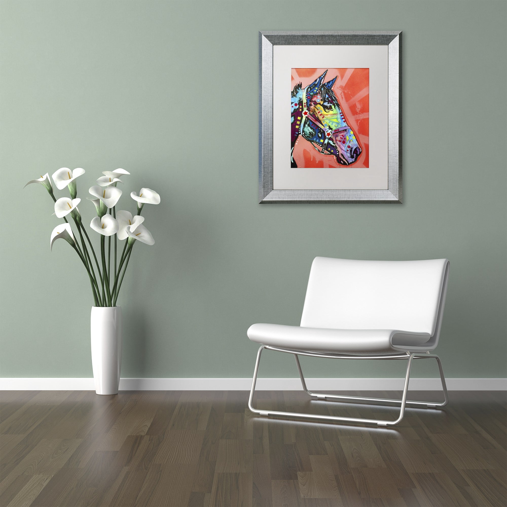 Trademark Fine Art 'WC Horse 3' Canvas Art by Dean Russo, White Matte, Silver Frame