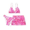 thumbnail image 2 of ATOGUTA Girls Swimsuits 3 Piece Bathing Suit V Neck Bikini Set with Cover Up Skirt Beach Swimwear Hot Pink, Size 8-15, 2 of 5
