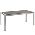 thumbnail image 3 of Modern Contemporary Urban Outdoor Patio Balcony Garden Furniture Side Dining Chair Bench and Table Set, Aluminum Metal Steel, Grey Gray, 3 of 6