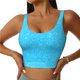 thumbnail image 1 of Fotbe Sky Blue Glitter Sujetador Deportivo Largo sin Aros para Mujer con Almohadillas y Soporte Medio, Transpirable y Absorbente, Camiseta Tipo Chaleco o Tank Top-Large, 1 of 8