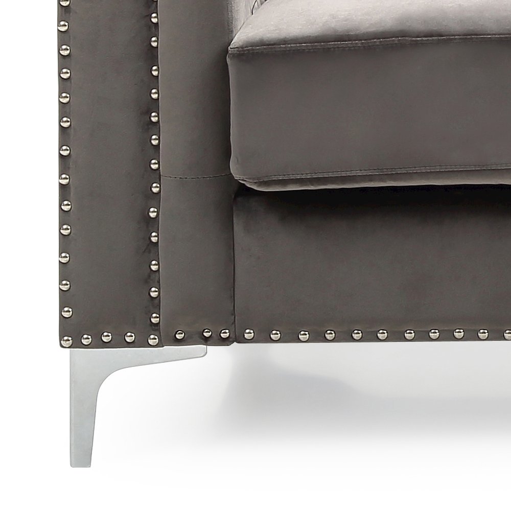 Glory Furniture Pompano Sofa Chaise in Dark Gray Color