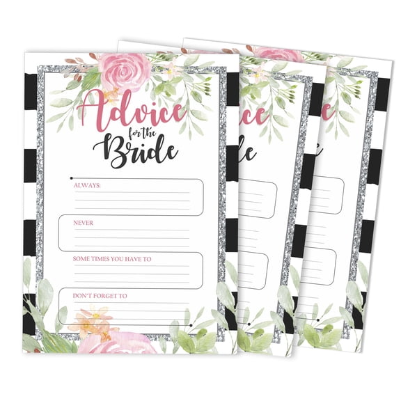 Inkdotpot FloralAdvice And Wishes Set Of 50 Bridal Shower Advice Game ActivityCards
