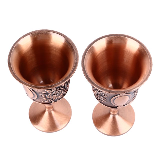 JUEGO DE COPAS DE VINO DE ALEACINO DE ZINC Y METAL VINTAGE, COPAS RETRO DECORATIBAS Para Bar en Casa, 2 UDS.