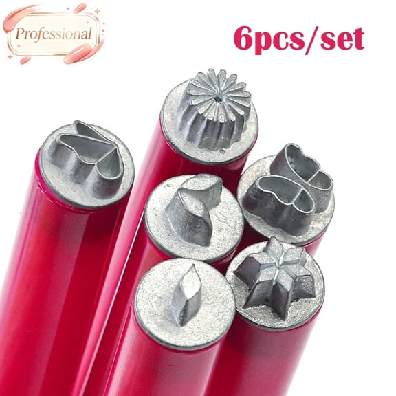 6Pcs Metal Nail Art Stamp Pen Set, Stainless Steel Nail Stamping Tools with Flower Heart Butterfly Patterns, Reusable Manicure Print Stamper Kit for Gel Polish Nail Design DIY Home Salon Beginners