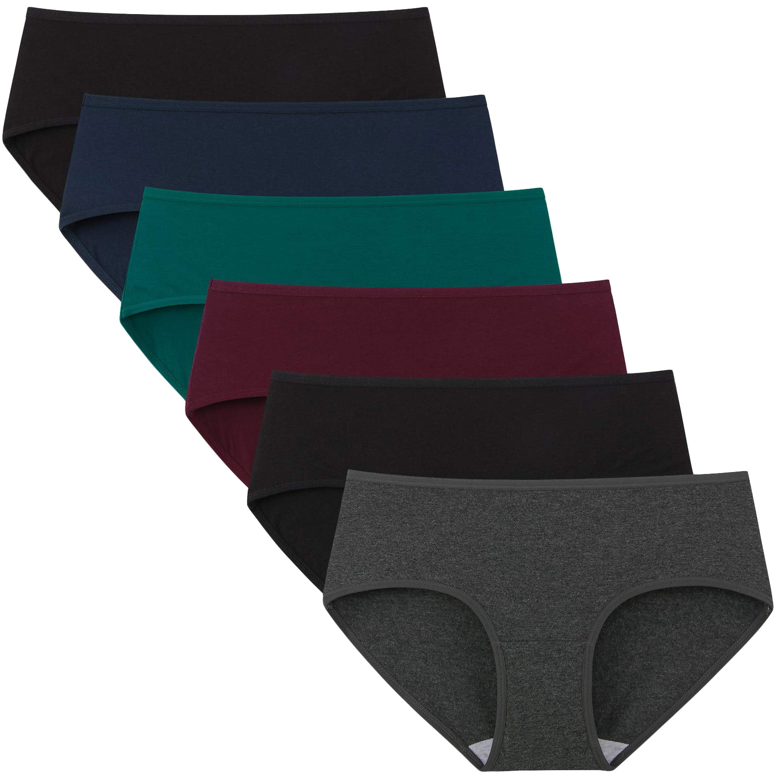 INNERSY Ladies Cotton Underwear Low Rise Full Briefs Comfy Sports Knickers Pack of 6 