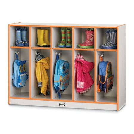 Jonti-Craft Toddler Coat Locker - 5 Sections - Black-Color:Orange