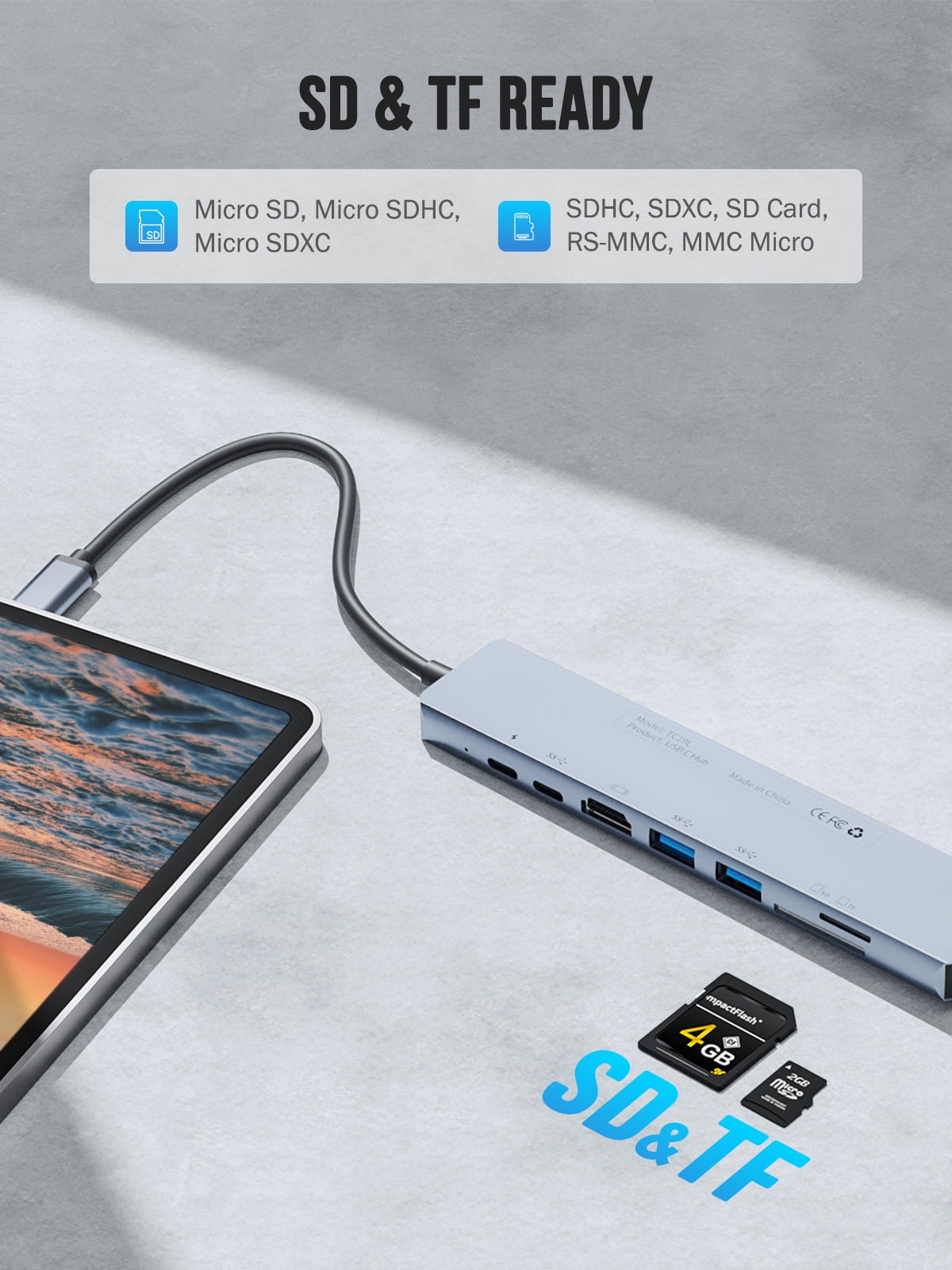 Lemorele TC19L 8 IN 1 Docking Station,USB C Hub with 4K HDMI, Ethernet, USB C Data Port, SD/TF Card Reader,  PD Charging, for MacBook, Dell, HP, Switch