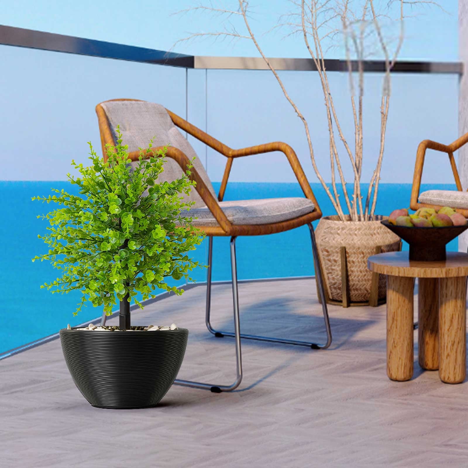Artificial Flowers for Outdoors, Outdoor Faux Plants Uv Resistant, Outdoor Potted Faux Bushes with Spikes, Ideal for Front Door, Garden, Patio Indoor Outdoor Greenery Decor 51cm