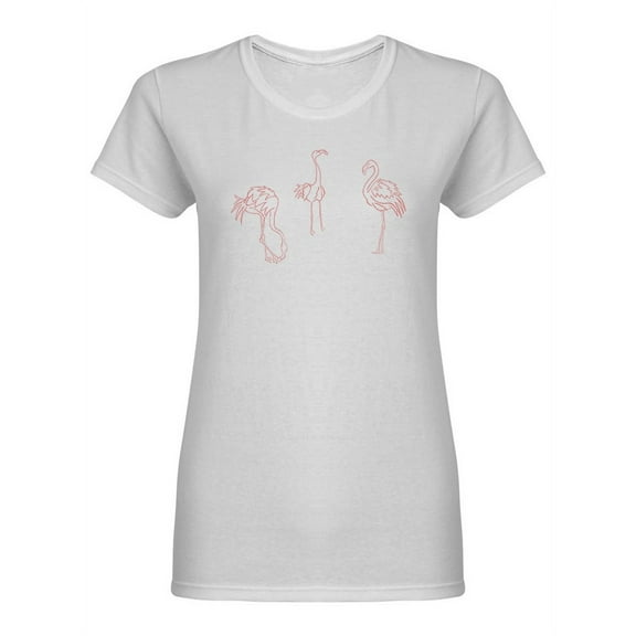 Three Flamingos Posing Shaped Tee Women's -Image by Shutterstock