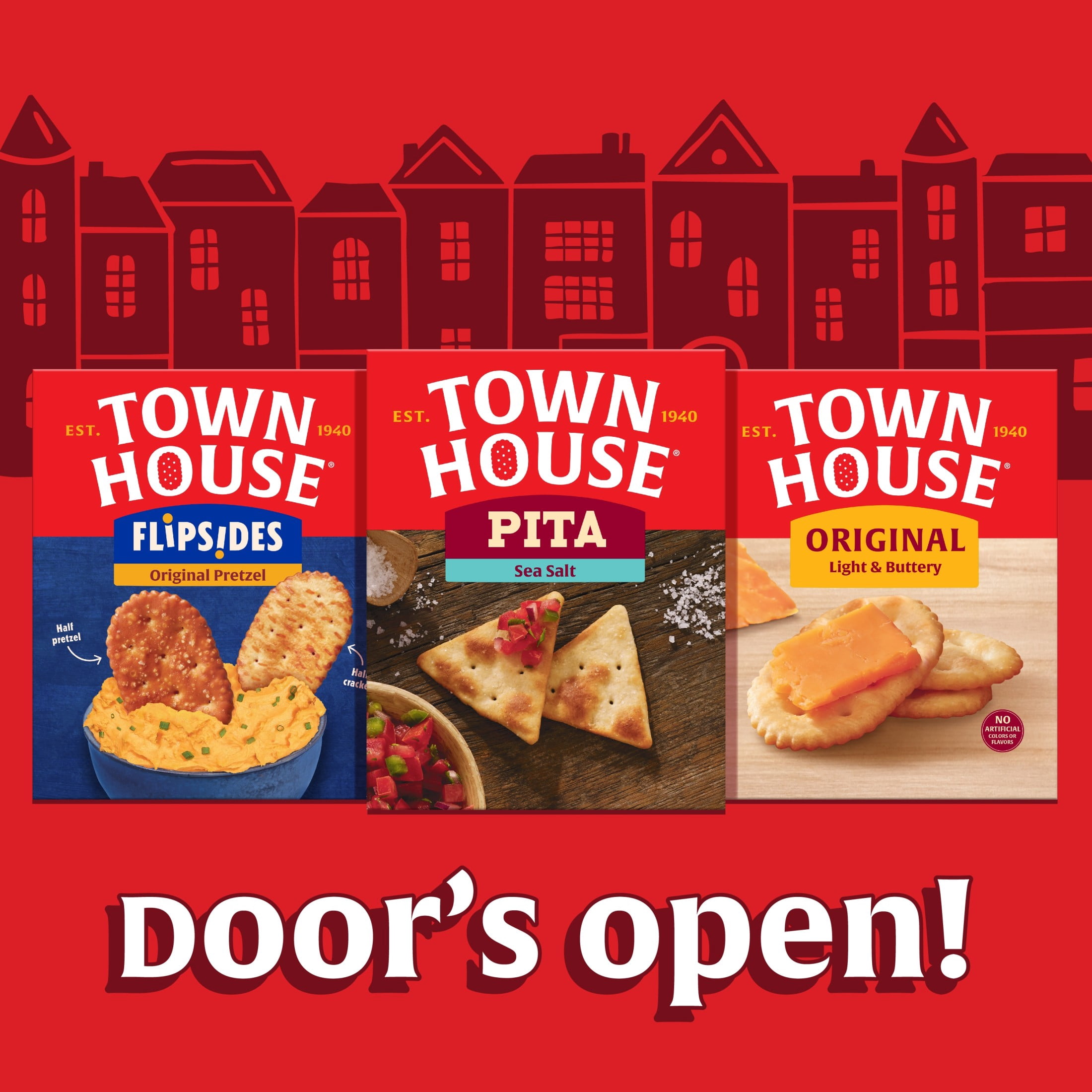 Town House FlipSides Minis House Seasoned Oven Baked Crackers, Salty Snacks, 10.2 oz
