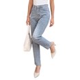 thumbnail image 6 of Karymi Jeans for Women Mid Rise Straight Leg, Pearls Embellished Denim Ankle Pants with Pockets, 6 of 9