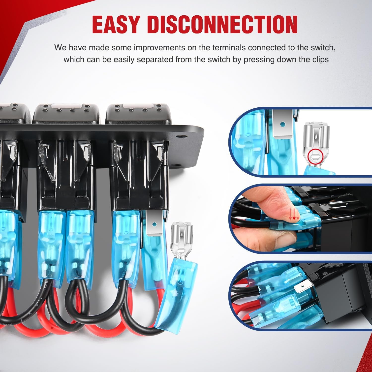 Nilight 4 Gang Rocker Switch Panel Wiring Harness Kit, 12V with 8 Leads Relay Fuse for LED Light Bars, for Cars Boats ATV Trucks