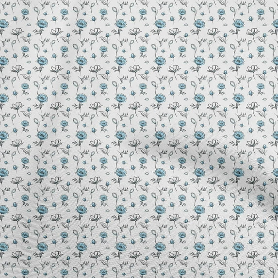oneOone Polyester Lycra White Fabric Floral Fabric For Sewing Printed Craft Fabric By The Yard 56 Inch Wide