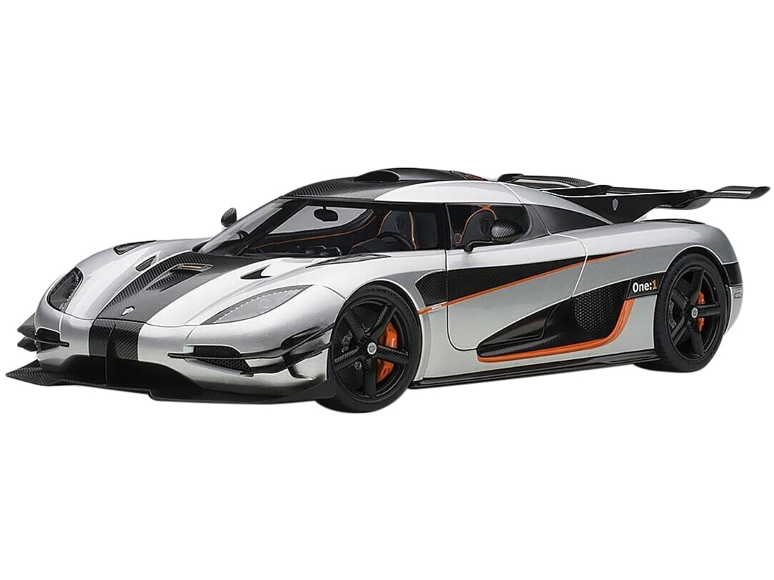 Koenigsegg One:1 Moon Grey and Carbon Black with Orange Accents 1/18 ...