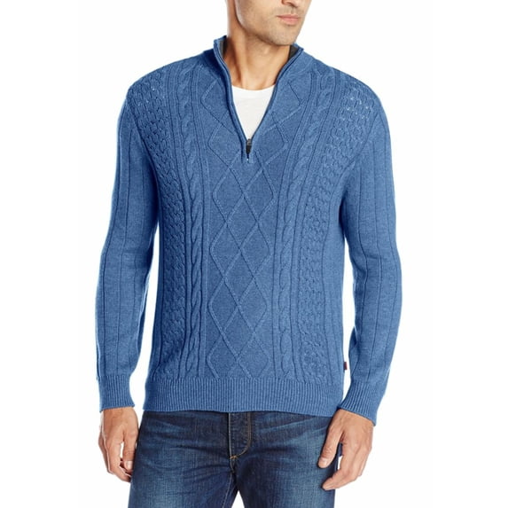 IZOD Men's Solid Color Long Sleeve 1/4 Zip Aran Sweater