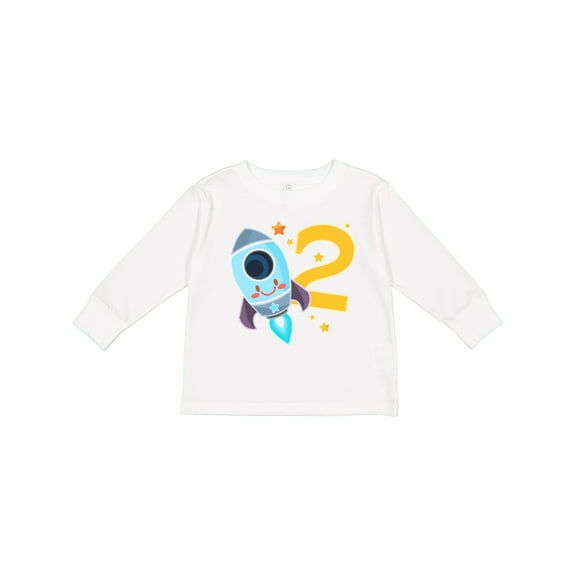 Inktastic Rocket Space Ship Happy Second Birthday Boys or Girls Long Sleeve Toddler T-Shirt