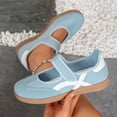 thumbnail image 6 of Domuza Women Retro Two-Tone Mary Jane Sneakers, Adjustable Magic Strap Cross Strip Casual Flat Shoes Non-Slip Gum Rubber Sole Daily Walking Footwear Blue 8（EU-40）, 6 of 9