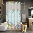 thumbnail image 5 of Easter Eggs No Hooks Shower Curtain with Snap-in Liner Spring Colored Eggs Floral Leaf Teal Wood Grain Shower Curtains for Bathroom, Waterproof, Easy Install, Washable 36"x72", 5 of 9