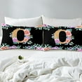 thumbnail image 3 of Erosebridal Kawaii Monogrammed O Duvet Cover Twin for Women Girls, Vintage Flower Black Reversible Bedding Twin Size, 1 Duvet Cover and 1 Pillowcase (No Comforter), 3 of 7