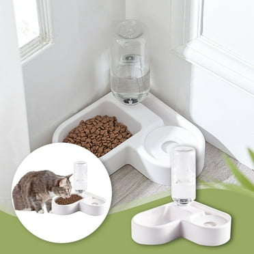 Double Dog Cat Bowls - Pets Water and Food Bowl Set with Automatic Water Bottle, Raised Pet Feeder Bowl for Cats and Small Dogs