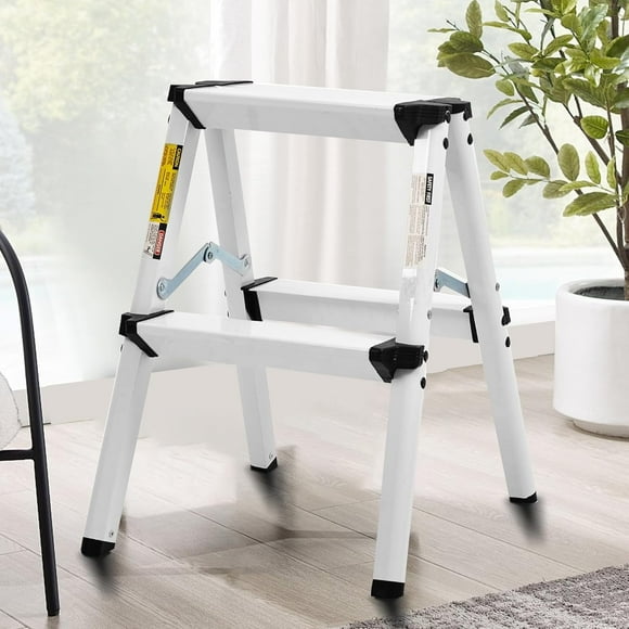 2 Step Ladder, Lightweight Aluminum Folding Step Stool with Non-Slip Feet, 330 lbs Capacity Step Stools for Adults, Portable Stepladder for Home Kitchen Office