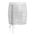 thumbnail image 3 of Kaerm Womens Shiny See Through Sheer Mini Skirt Drawstring Package Hip Design for Date Night And Club Wear White L, 3 of 4
