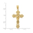 thumbnail image 3 of 14k Yellow Gold Crucifix Cross Pendant Necklace with INRI Fleur de Lis and Detailed Jesus Figure for Men and Women Religious Christian Baroque Style Spiritual Jewelry Symbol, 3 of 6