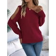 thumbnail image 5 of Crochet Tops for Women Off the Shoulder Sweaters Summer Long Sleeve Hollow Out Knit Beach Clothes, 5 of 9