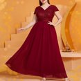 thumbnail image 1 of Ovzne Robes Grande Taille pour Femmes Courbées Robe pour Femme Grande Taille Robe Longue en Chiffon Col en V Manches Courtes Robe Jupe Grande Taille Robe Maxi Manches Courtes Longues Robes Transparentes, 1 of 7