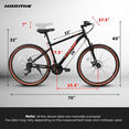 thumbnail image 3 of 24“/27" Mountain Bike, High Carbon Steel Frame, 21-Speed with Front Suspension & Disc Brakes, Durable Design with Brown Edge Tires for School Commuting & Outdoor Cycling, 3 of 7