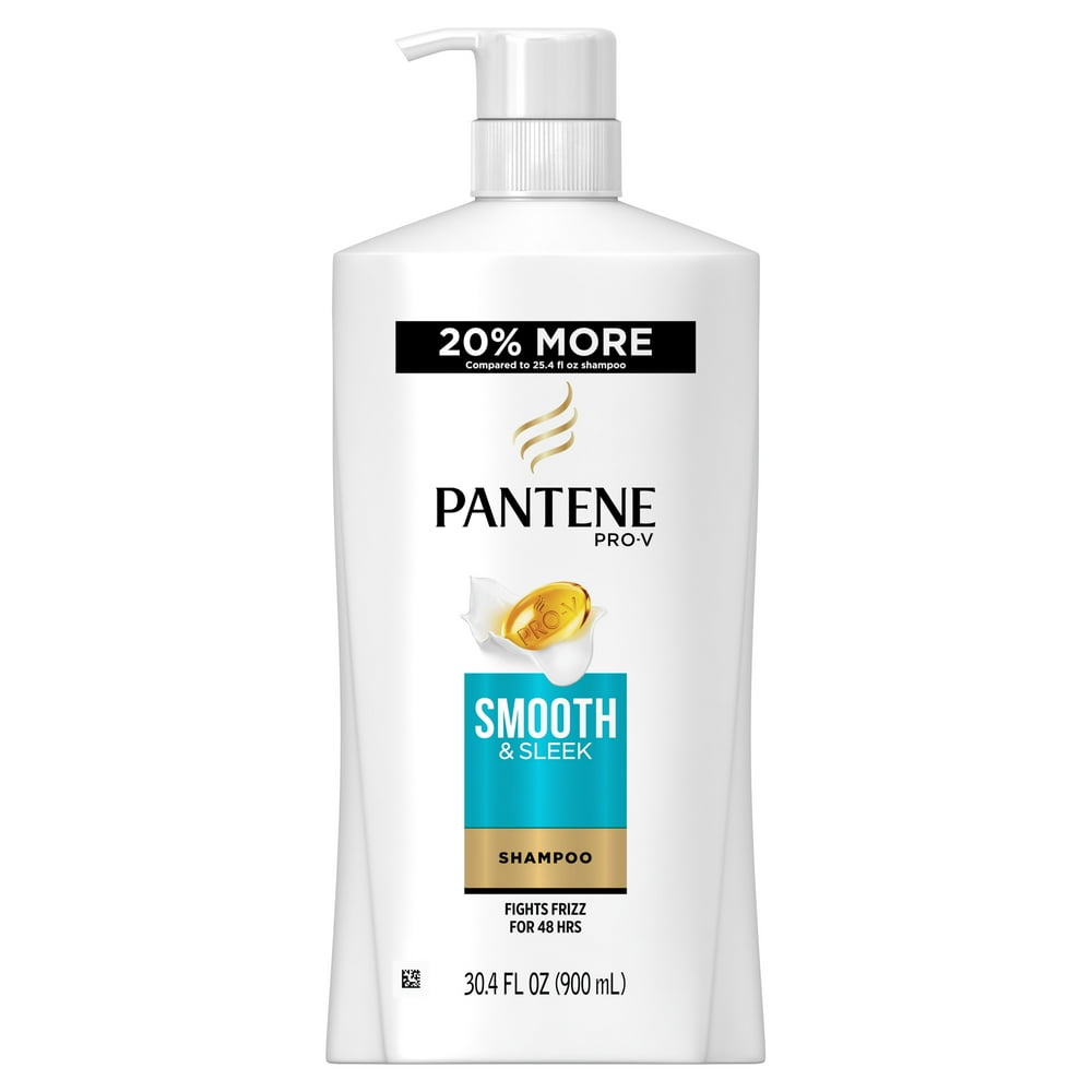Pantene Smooth and Sleek Shampoo with Pump for Dry and Frizzy Hair, 30.