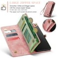 thumbnail image 5 of For Samsung Galaxy A52 Wallet Case,Multi-Functional Retro Leather Purse Flip Cover Zipper Wallet Case with Removable Card Slots Pocket & Detachable Wrist Strap Magnetic Phone Case, Pink, 5 of 10